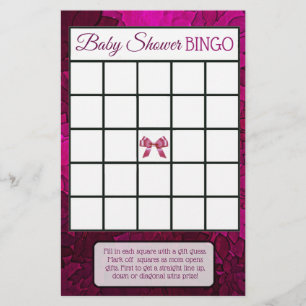 Flyer Jogos de baby shower de menina com Laços Magenta e
