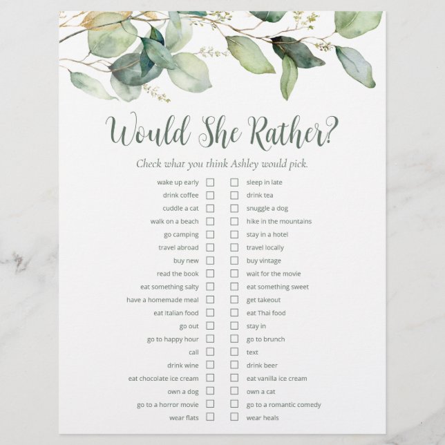 Flyer Jogos de Chá de panela LGBTQ Eucalyptus (Frente)