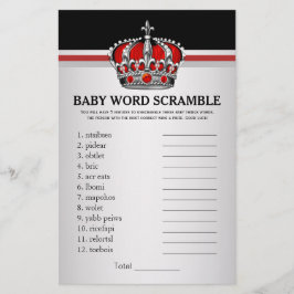 Flyer Jogos do Chá de fraldas Red Prince Crown