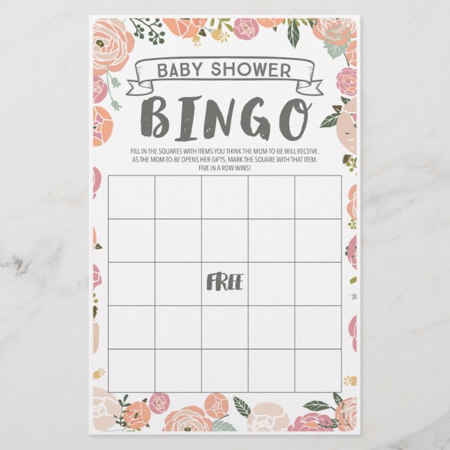 Flyer Jogos do Chá de fraldas Rosa de duplo lado (Frente)