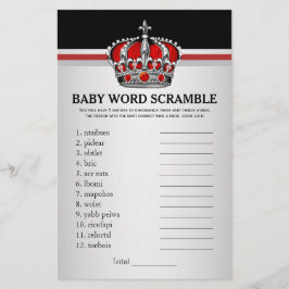 Flyer Jogos para Chá de Bebê do Príncipe Vermelho Coroa