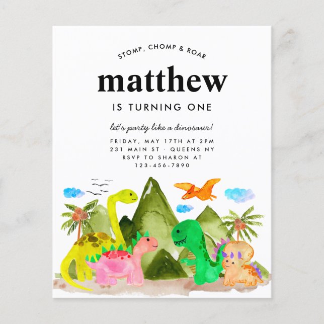 Flyer Jovem Dinossauro Selvagem de Montanha Jurássica Ba (Frente)