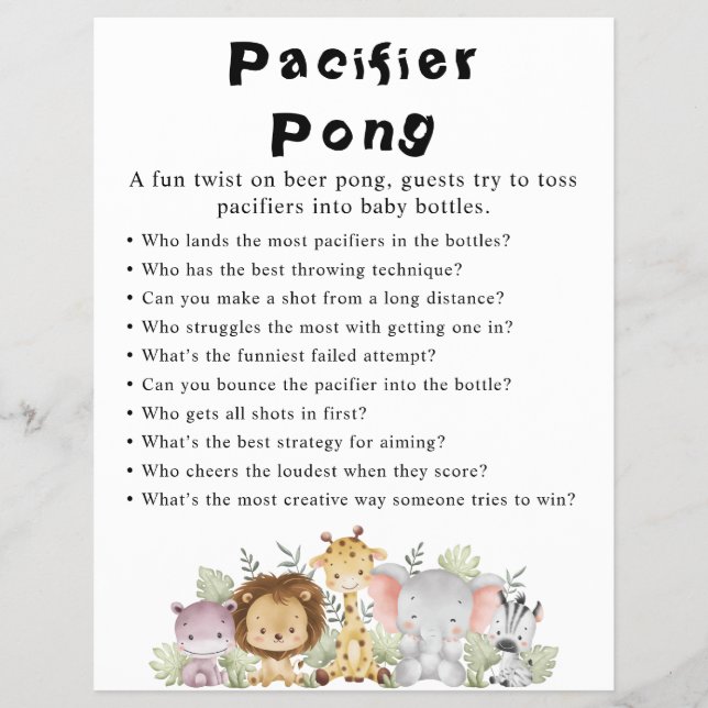 Flyer Jungle Safari Chá de fraldas Games (Frente)