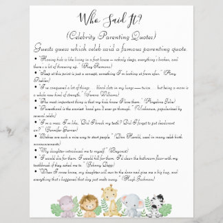 Flyer Jungle Safari Chá de fraldas Games