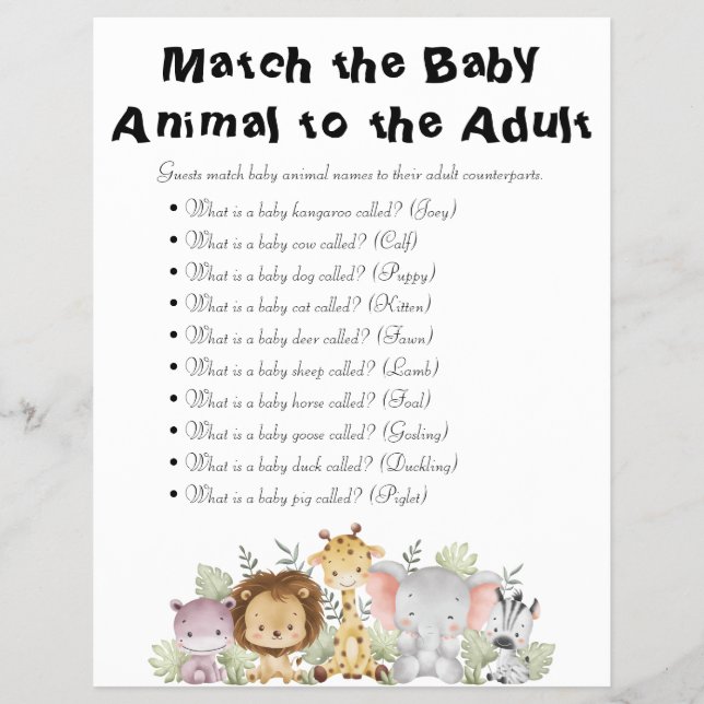 Flyer Jungle Safari Chá de fraldas Games (Frente)