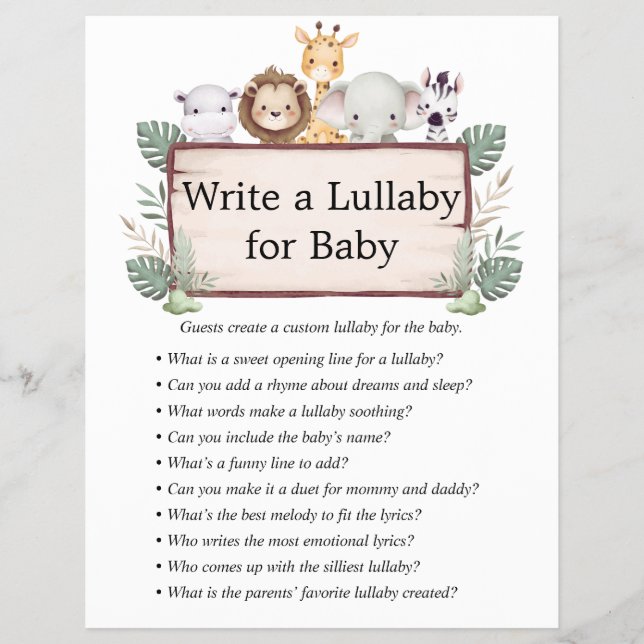 Flyer Jungle Safari Chá de fraldas Games (Frente)