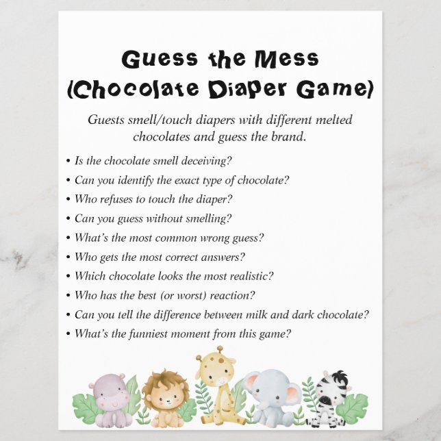 Flyer Jungle Safari Chá de fraldas Games (Frente)