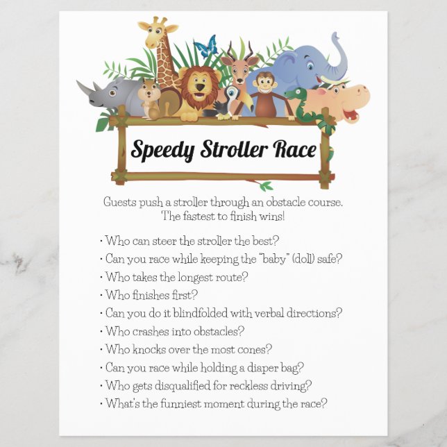 Flyer Jungle Safari Chá de fraldas Games (Frente)