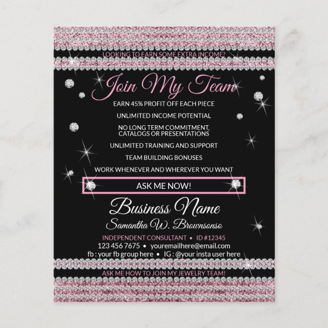 Flyer Junte-se à minha equipe, Joias Bling (Frente)