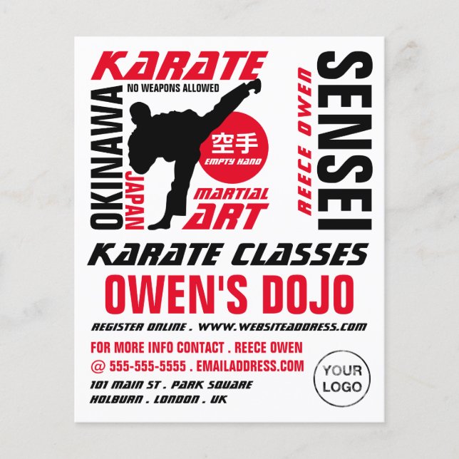 Flyer Karate Design, publicidade de classe Karate (Frente)