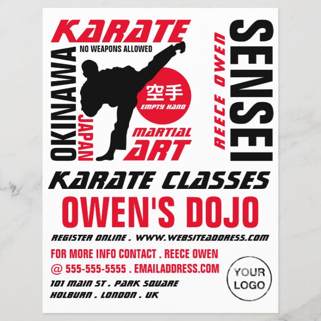 Flyer Karate Design, publicidade de classe Karate (Frente)