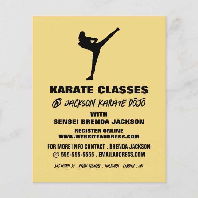 Flyer Karate Silhouette, Anúncio de classe Karate (Frente)