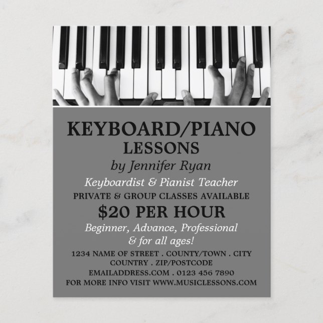 Flyer Keyboard Player, Keyboard, Piano Lessons (Frente)