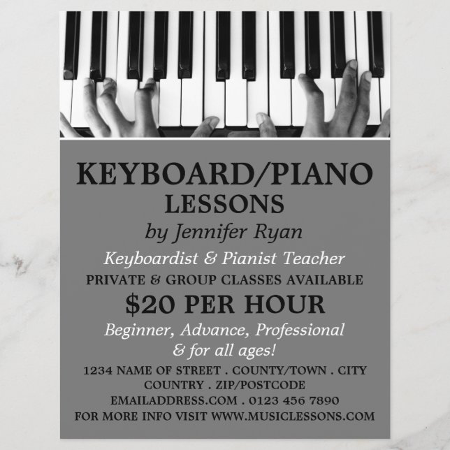 Flyer Keyboard Player, Keyboard, Piano Lessons (Frente)