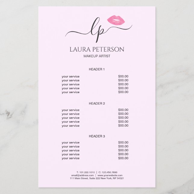 Flyer Lábios cor-de-rosa elegantes caligrafia manuscrita (Frente)