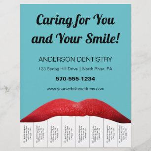 Flyer Lábios Vermelhos Dentes Brancos Dentista Escritó