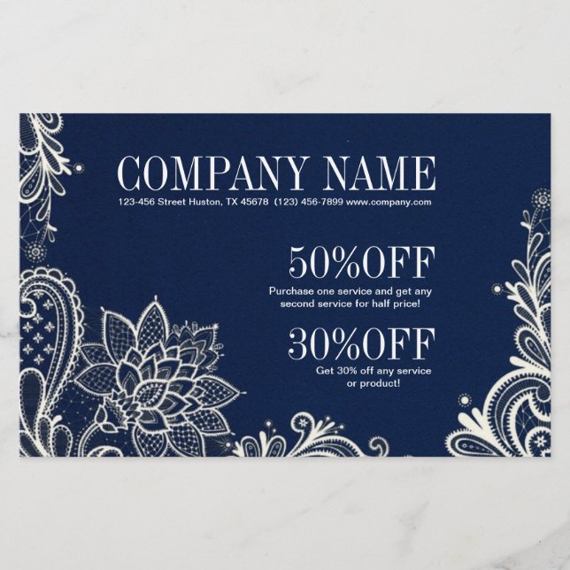 Flyer Lace boêmico de henna azul-marinho de Nova Idade (Frente)