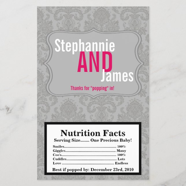 Flyer Lace de Damasco de Cinza Moderna do Molhador de Pi (Frente)