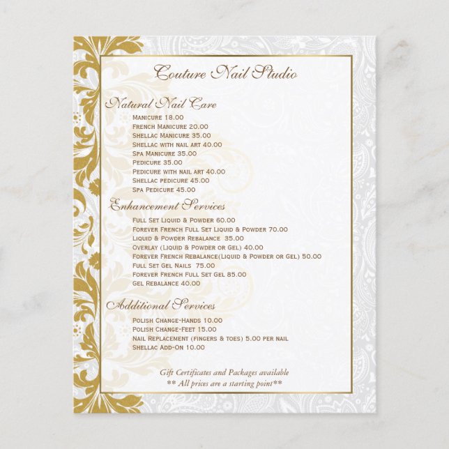 Flyer Lace Dourado de Vintage Branco (Frente)