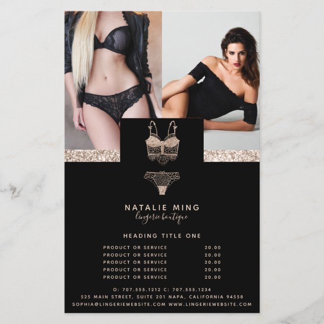 Flyer Lace Lingerie Boutique Photo Prices (Frente)