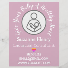 Flyer Lactation Consultant Breastfeeding Rainbow Pink