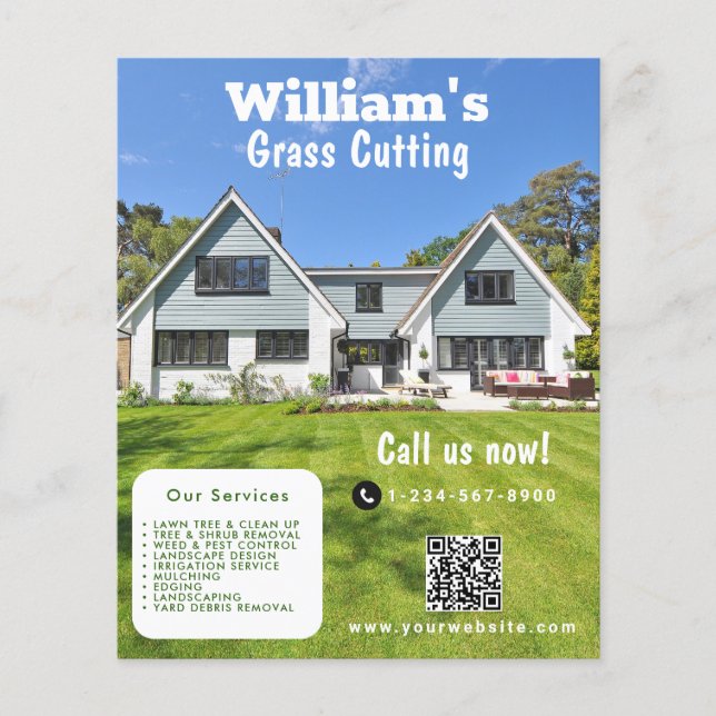 Flyer Lâmina de Grama Cortando Paisagem (Frente)