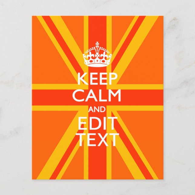 Flyer Laranja Mantenha calma e seu texto em uma tomada d (Frente)