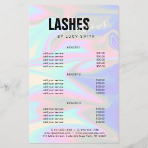 Flyer lascas e sobrancelhas holográficas elegantes na mo