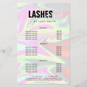 Flyer lascas e sobrancelhas holográficas elegantes na mo