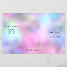 Flyer Lash Holográfico Cor-de-Rosa Manteiga Azul