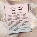 Flyer Lashes Extensões Eyelash Após Instrução De Cuidado<br><div class="desc">Lashes Maquietam Artista Após Cuidados Instruction Rosa Flyers.</div>