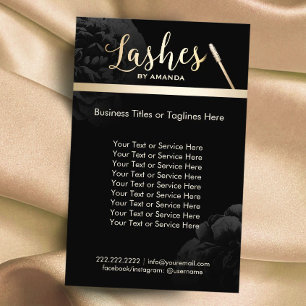 Flyer Lashes Maquiagem Artista Black Floral Beauty Salon