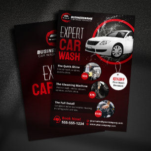 Flyer Lavagem de Carros Moderna Detalhes Automotivos Cer