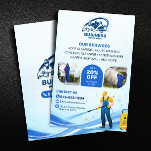 Flyer Lavagem Moderna com Jato de Água Limpeza de Casa
