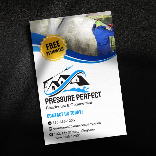 Flyer Lavagem Profissional com Pressão & Limpeza a Vapor (Criador carregado)