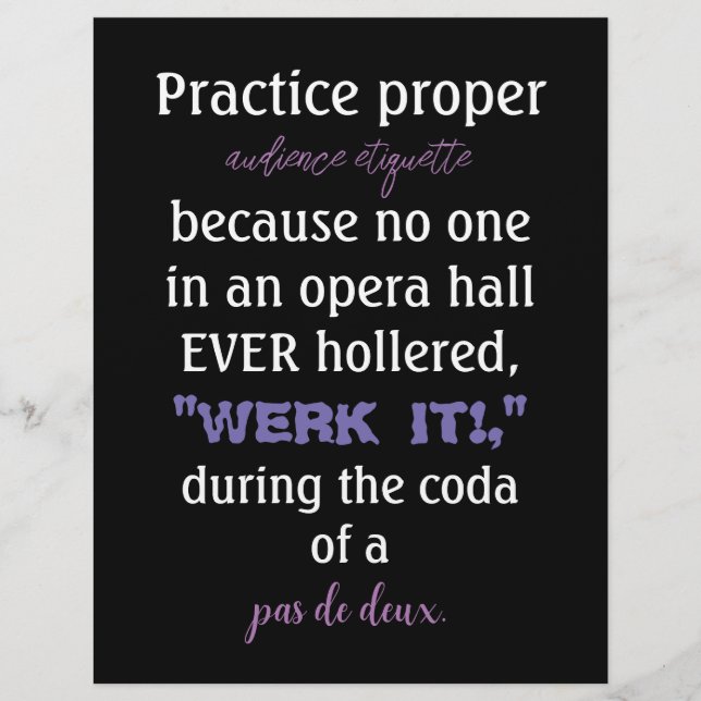 Flyer Lavanda de Etiqueta de Audiência de Pais de Dança (Frente)