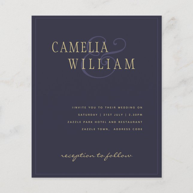 Flyer LAVANDA ORÇAMENTAL Convite de casamento Dourada Ro (Frente)