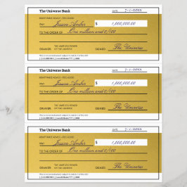 Flyer Law of Attraction 3 Blank Printable Gold Checks