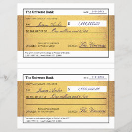 Flyer Law of Attraction Blank Printable Gold Check 