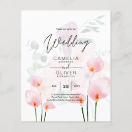 Flyer Leah G Blush Pink Calla Lily Convite de casamento