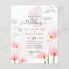 Flyer Leah G Blush Pink Calla Lily Convite de casamento