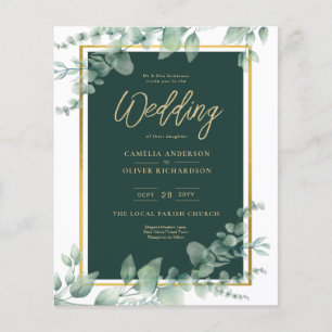 Flyer Leah G Eucalyptus Greenery Dourado WEDDING CÓDIGO