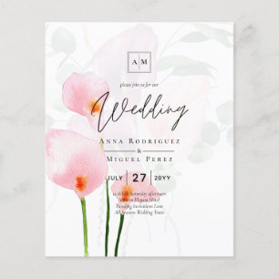 Flyer Leah G Pink Calla Lily Floral Convite de casamento