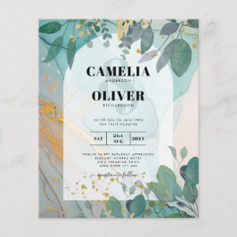 Flyer Leah G Seaglass Inv. Casamento Dourado Verde com T