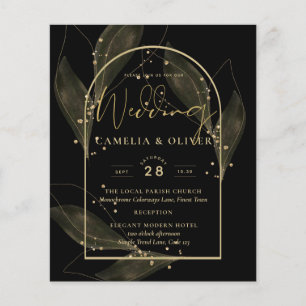 Flyer LeahG Black Dourado deixa Convite de casamento mod