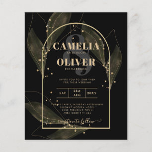 Flyer LeahG Black Dourado deixa Convite de casamento mod