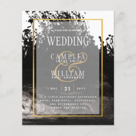 Flyer LeahG Black Gold INK Abstract Wedding Invite