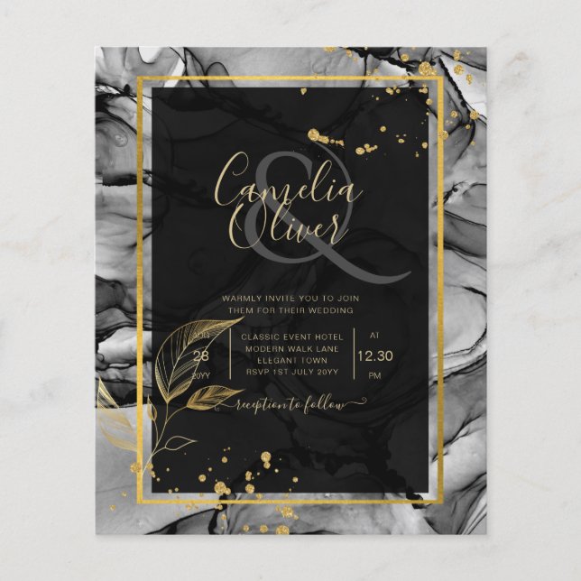 Flyer LeahG® Convite de Casamento com Tinta Alcoólica Do (Frente)