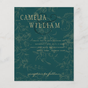 Flyer LeahG Esmeralda Dourado Vintage Casamento Botânico