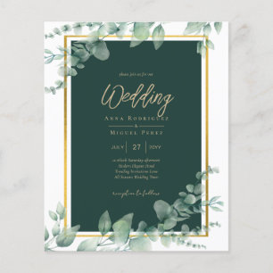 Flyer LeahG Eucalipto Verde Esmeralda Dourado CASAMENTO 